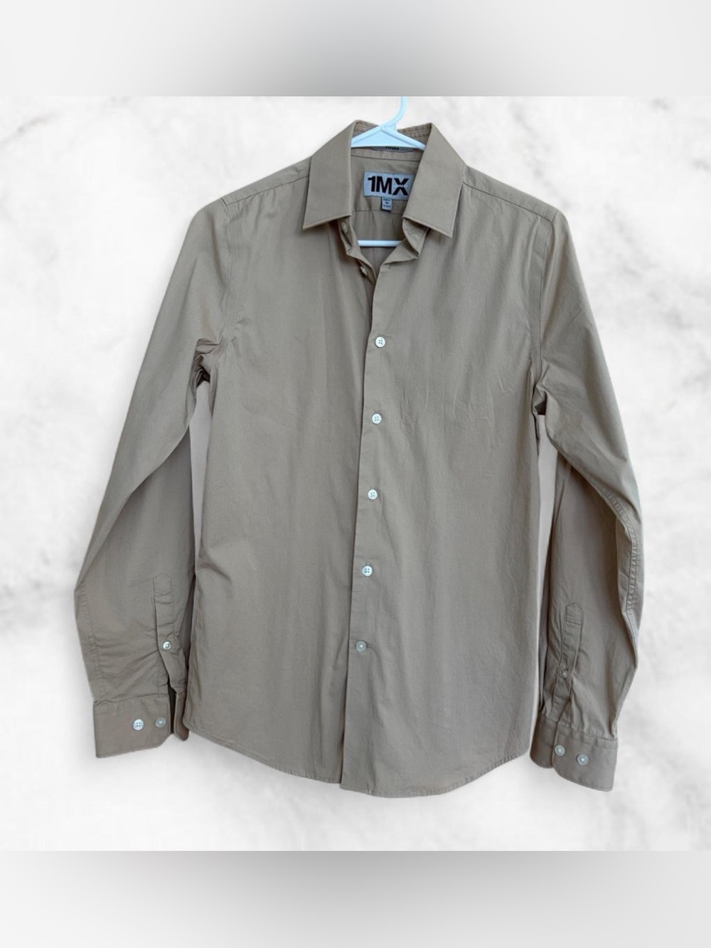 Express Men's Long-Sleeve Button-Down Shirt - Taupe